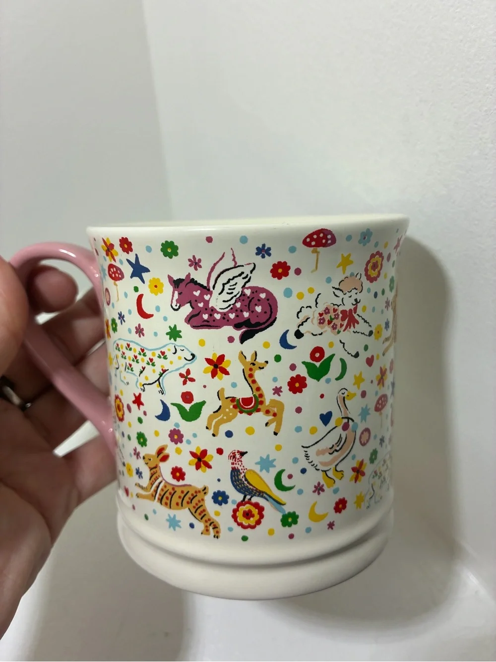 Whimsical Colorful Cartoon animals and floral Coffee Mug by Cath Kidston